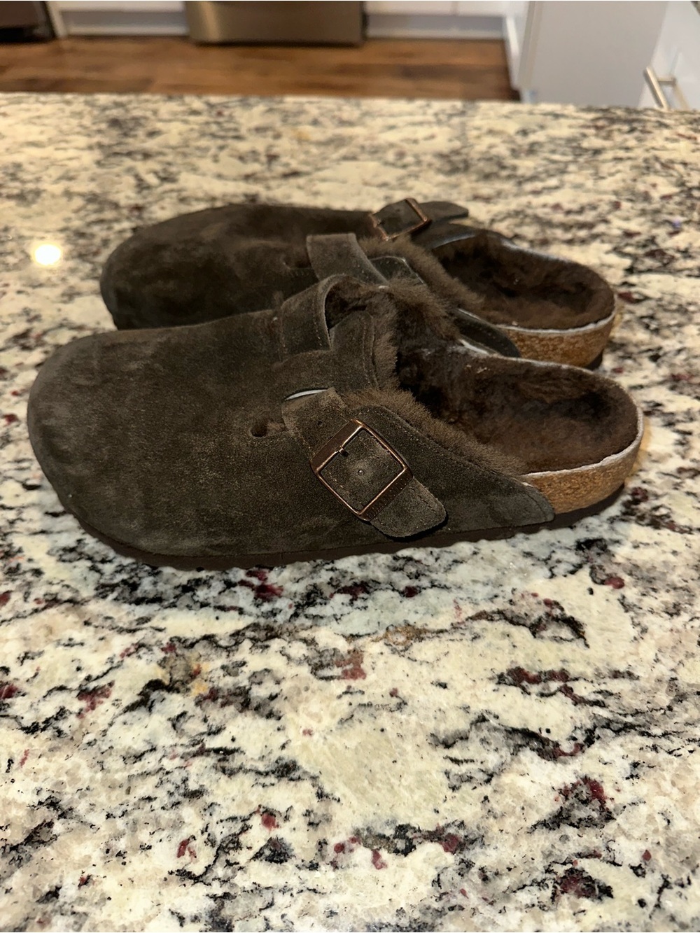 Birkenstock Mocha Shearling-Lined Clog with Buckle